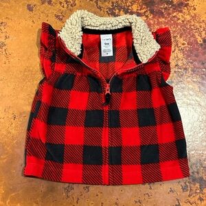 Carter's Buffalo Plaid Fur Collared Baby Vest